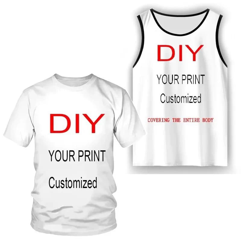 Full body 3D printed T-shirt, personalized DIY customization, adult/children tank top, casual sports street party top