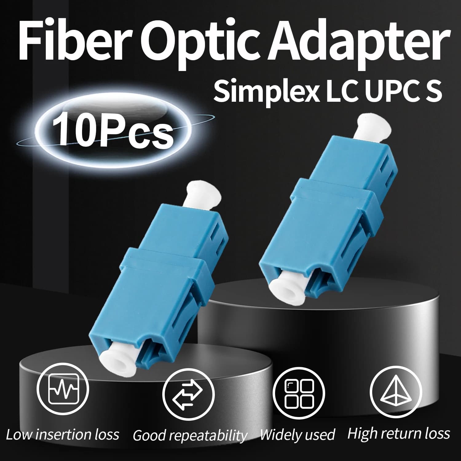 10 Pcs LC UPC Couplers, Simplex Fiber Optical Adapters Cable Connectors No Wing Type Flange Ftth
