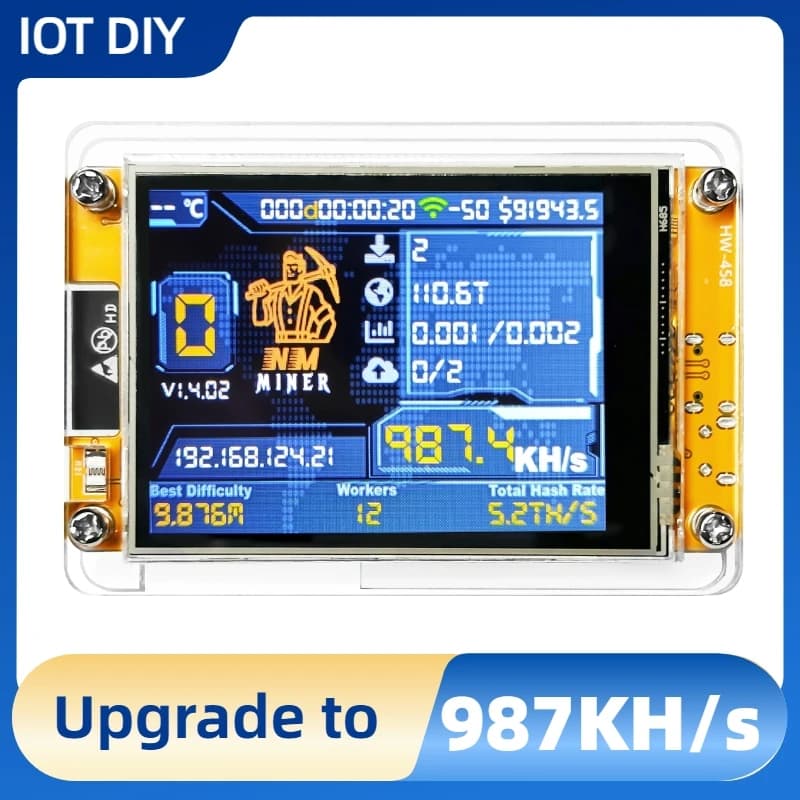 NMMiner NerdMiner V2 Hashrate 987KH/s Lucky Miner ESP32 2.8 inch Solo Lottery Bitcoin Smart Display Crypto ESP32-2432S028R DROOM