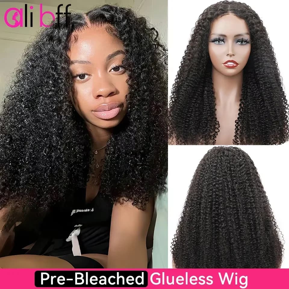 ALI BFF Wear Go Glueless Wig Human Hair PreBleached Knots Ready To Wear Curly Preplucked Wigs For Women Precut HD Lace Front Wig