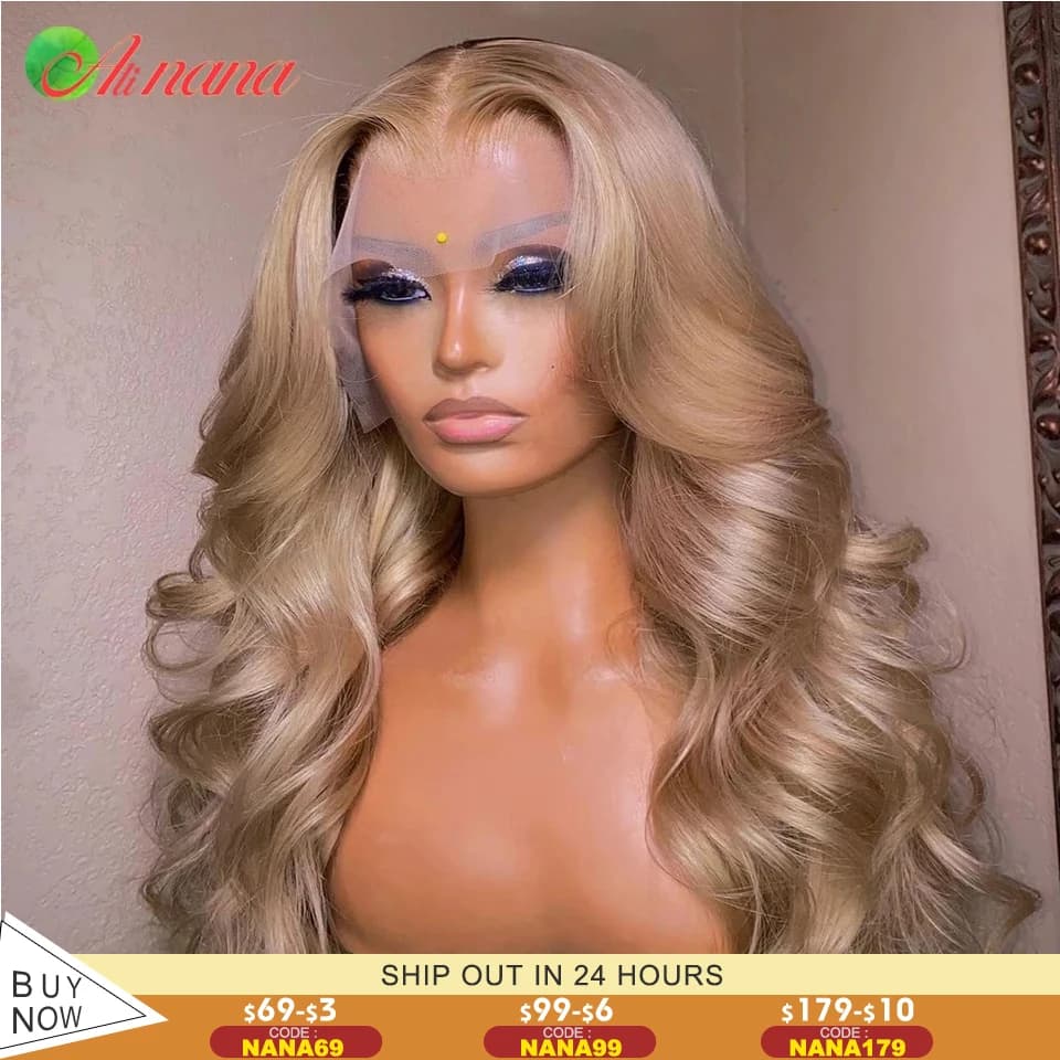 Light Ash Blonde Colored 13x4 Lace Front Wig Pre-Plucked Body Wave Style Honey Blonde 5x5 Lace Closure Wig Human Hair For Women