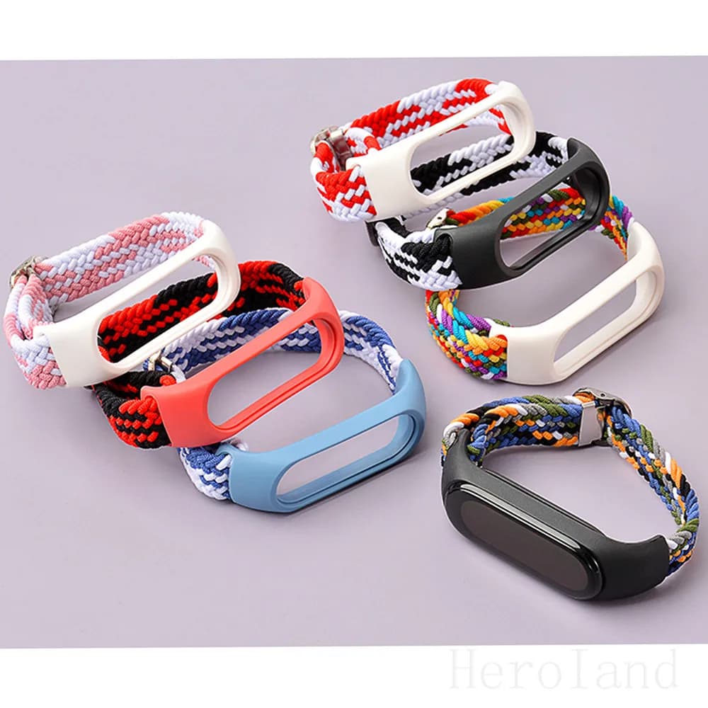 Braided Nylon WatchBand Strap For Xiaomi mi band 7 6 5 Smart Wristband Braided Elastic Weave Bracelet Miband 5 6 7 Watchstrap