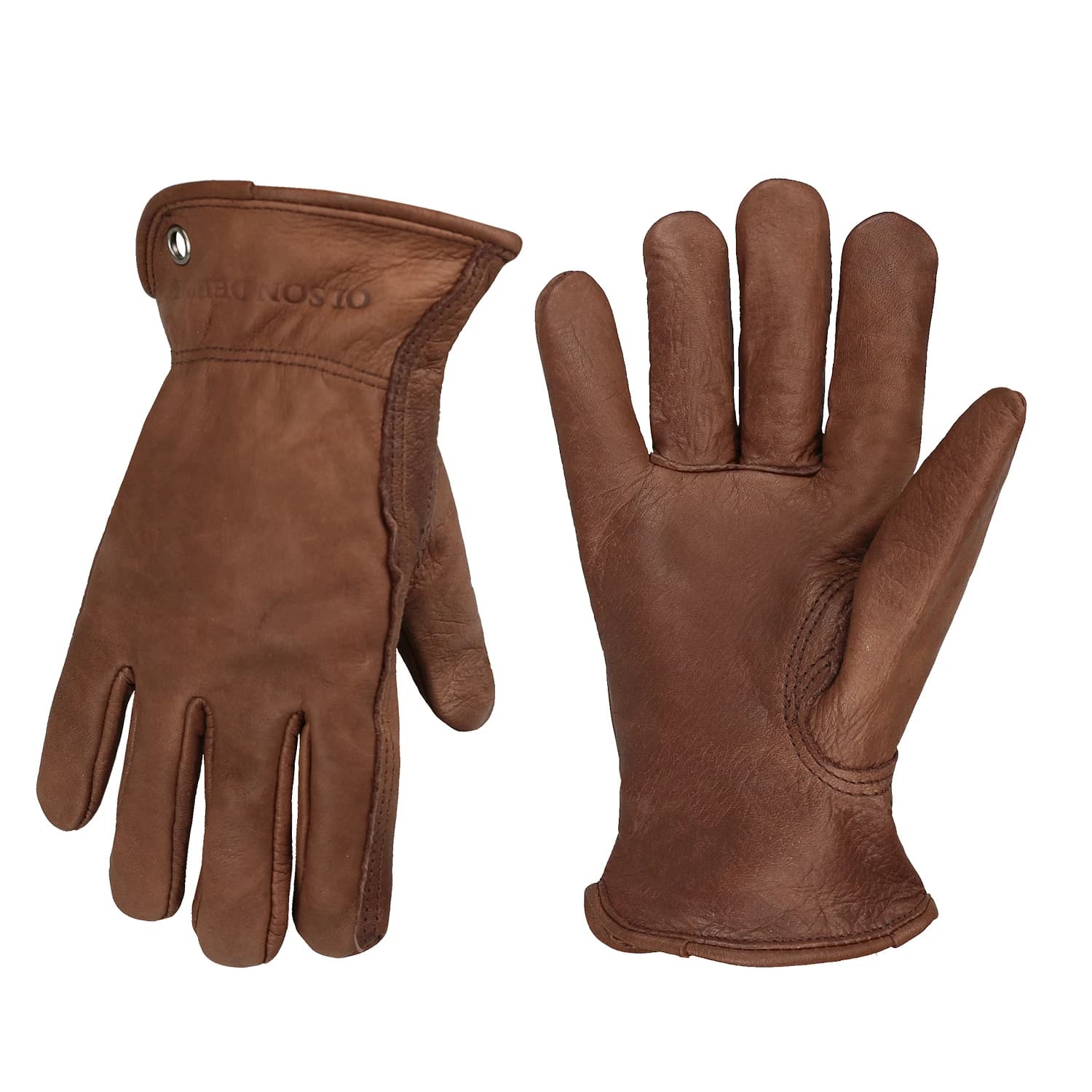 Dark Brown Cow Leather Work Gloves General for Yardwork, Construction, Motorcycle Drivers Safety Glove for Men&Women