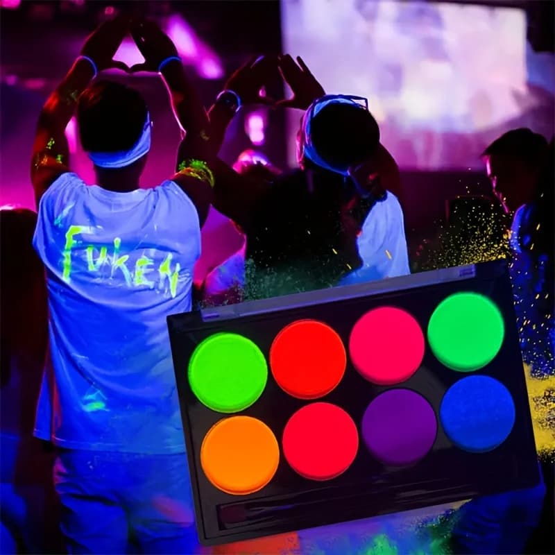 8 Colors Luminiscent Paint Face Body Art Paint UV Glow Fluorescent Glowing Halloween Party Fancy Dress Beauty Makeup Dark Paint