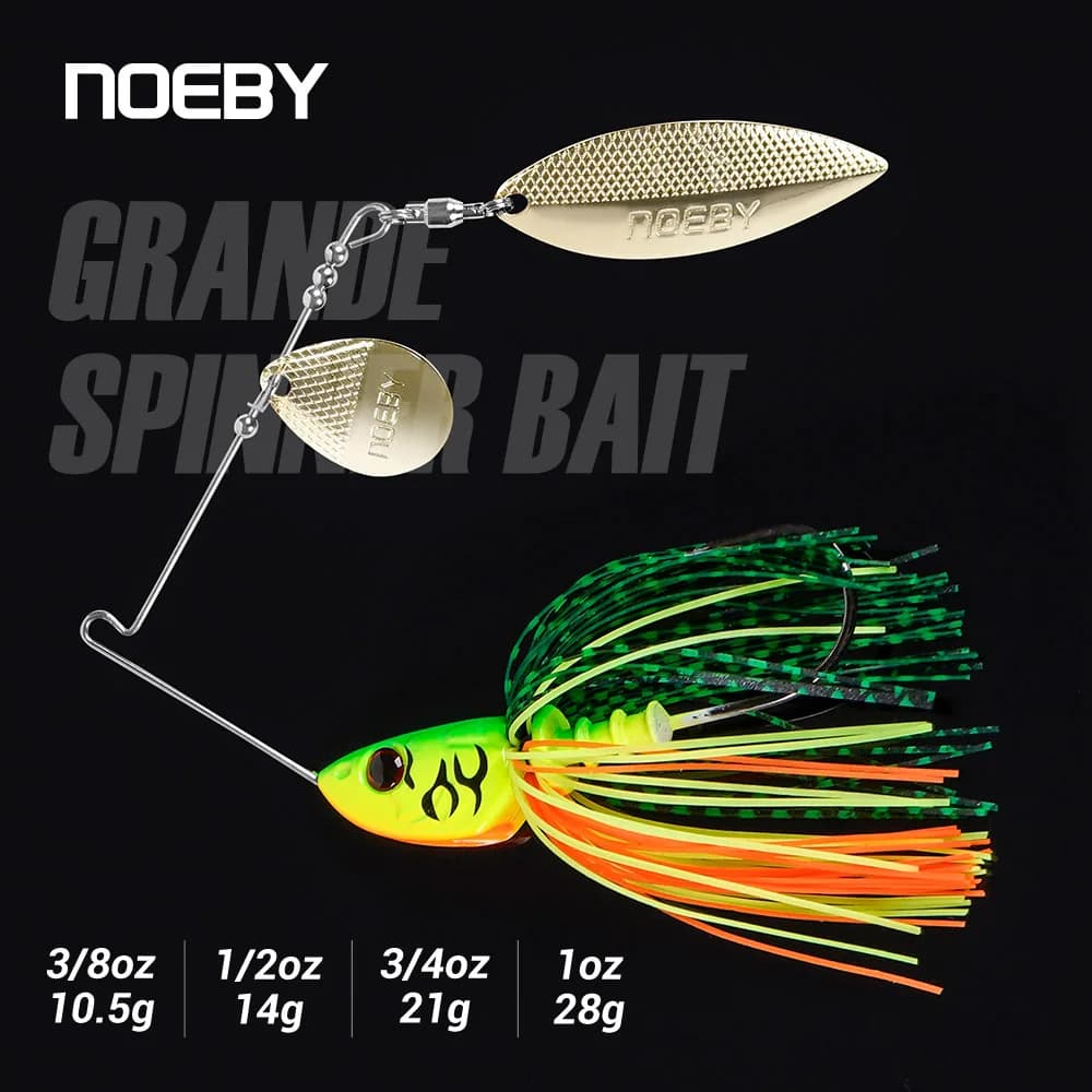 Noeby Spinnerbait 10.5g 14g 21g 28g Double Willow Blade Needle Stinger Hook Spoon Wire Bait for Bass Pike Metal Jig Fishing Lure