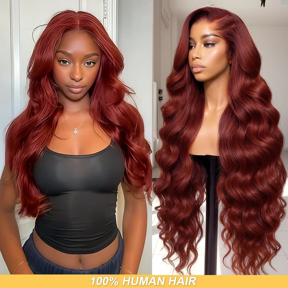 Reddish brown curly 13x4 hd lace frontal wig human hair colored wigs Body wave human hair wigs 200Density brazilian hair wigs