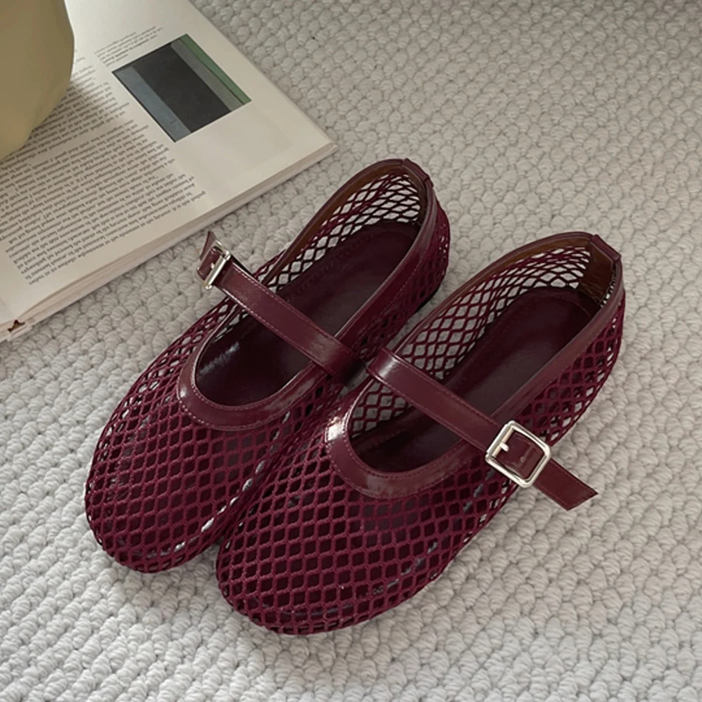 Eilyken Summer Designer Cosy Mesh  Heels Women Flat Shoes Fashion Round Toe Buckle Strap Casual Outdoor Dress Sandals