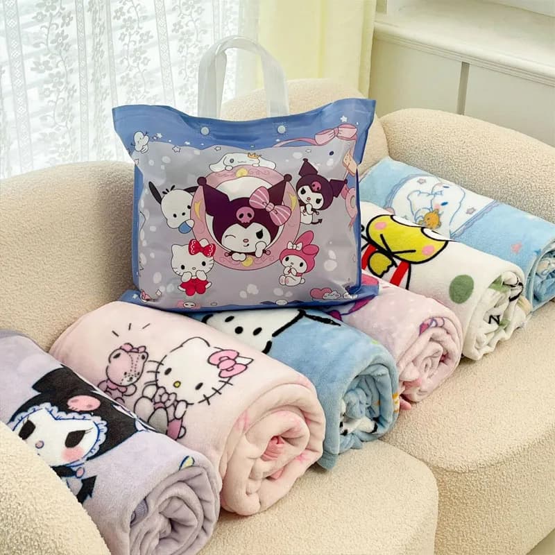 Miniso Kuromi Cinnamoroll  Cartoon Blanket Milk Velvet Double Sided Children'S Cute Napping Blanket Office Blanket Skin Friendly