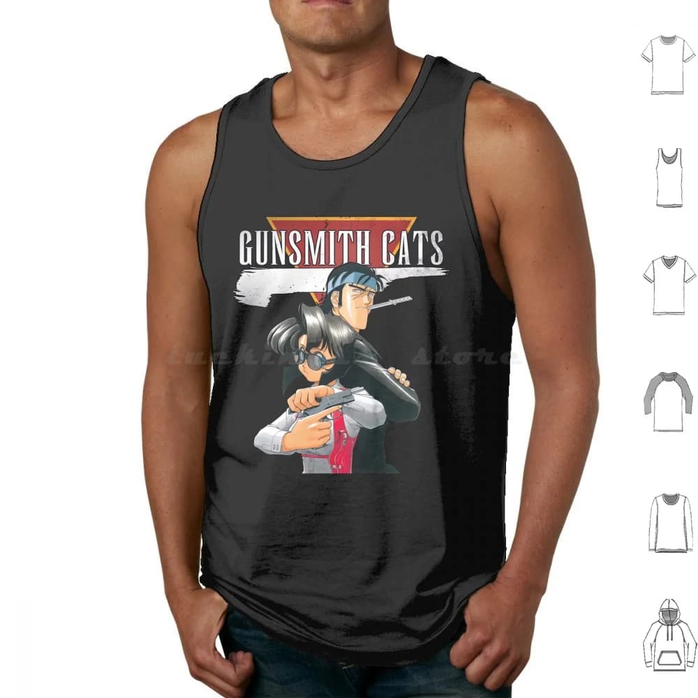Vintage Gunsmith Cats Tank Tops Vest Sleeveless Gunsmith Cats Anime Japan Japanese Bubblegum Crisis Manga Vintage 90s Retro