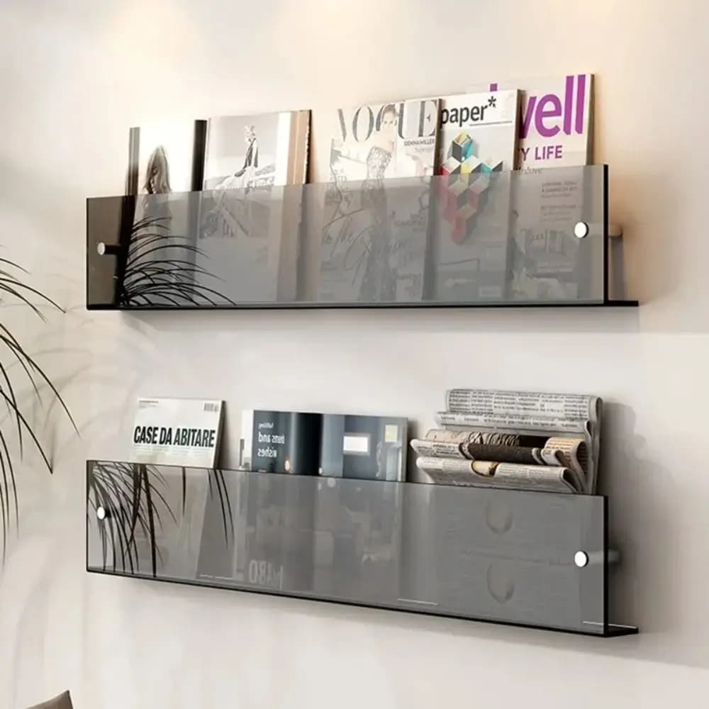 Acrylic Magazine Rack Brochure Holder Literature Organizer Floating Bookshelves Wall Mount Italian Pamphlet Stand Records