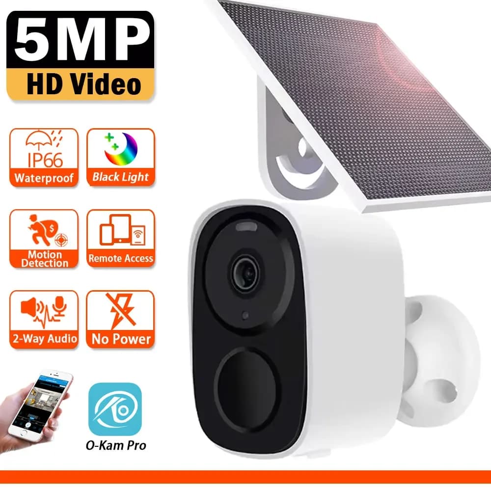 5MP Security IP Camera Solar Panel Wifi Battery CCTV Outdoor Waterproof Wireless Video Surveillance Camera Smart Home O-Kam app
