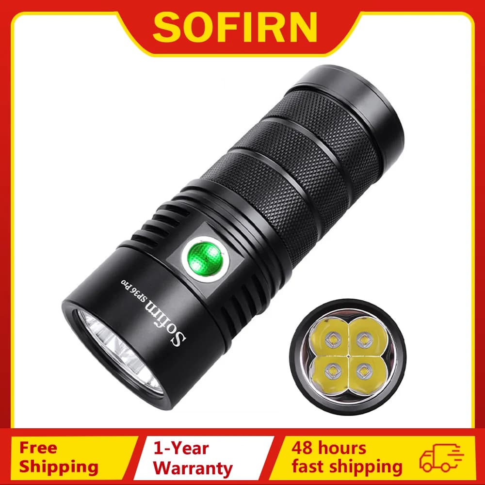 Sofirn SP36 Pro 8000lm Powerful LED Flashlight  4*SST40 USB C Rechargeable 18650 Torch
