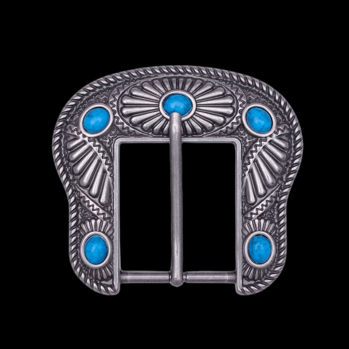 Antique Silver Sturdy Quality Western Cowboy Beauty Southeast Turquoise Flower Leather Belt Buckle Replacement fit 40mm