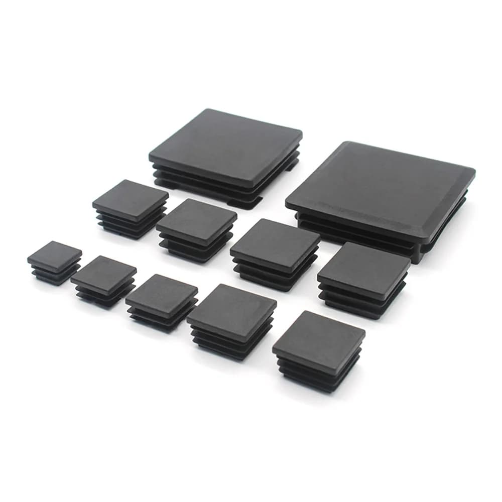 1/2/4/5/10pcs Square Plastic Black Blanking End Cap Caps Chair Legs Tube Pipe Insert Plugs Bungs 10x10mm-200x200mm Various Sizes