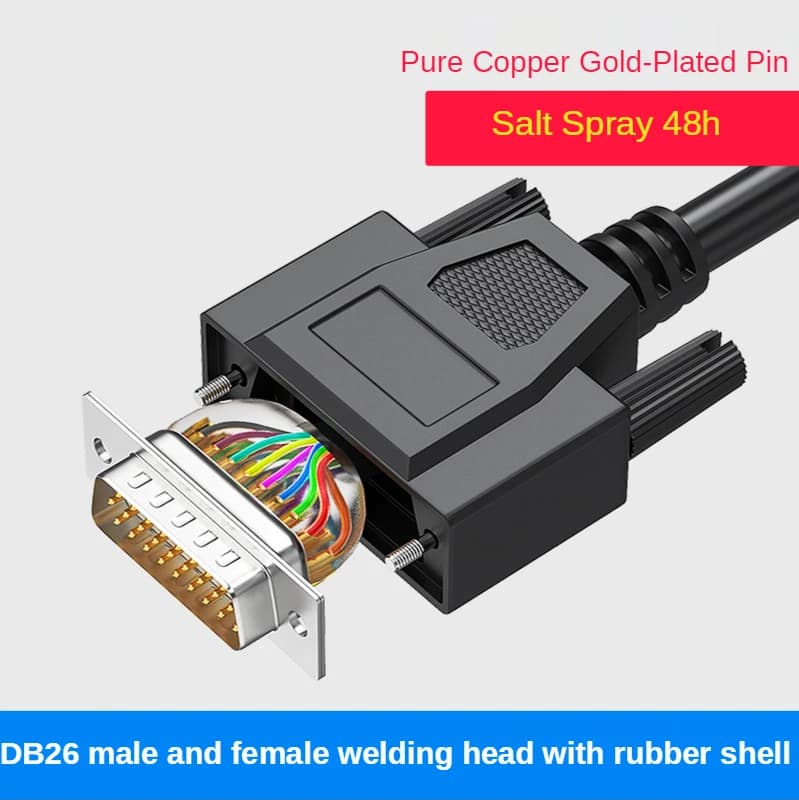 Solid Pin DB26 Connector Male and Female 3-row 26 Pin Plug Serial Port Head 26 Pin Outer Film Sealing Shell