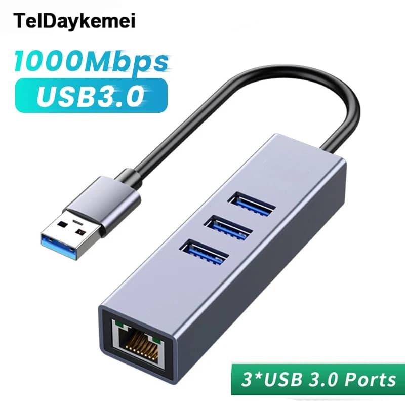 USB C HUB 1000Mbps 3 Ports USB 3.0 Type C HUB USB to Rj45 Gigabit Ethernet Adapter RTL8153 for MacBook Laptop Computer