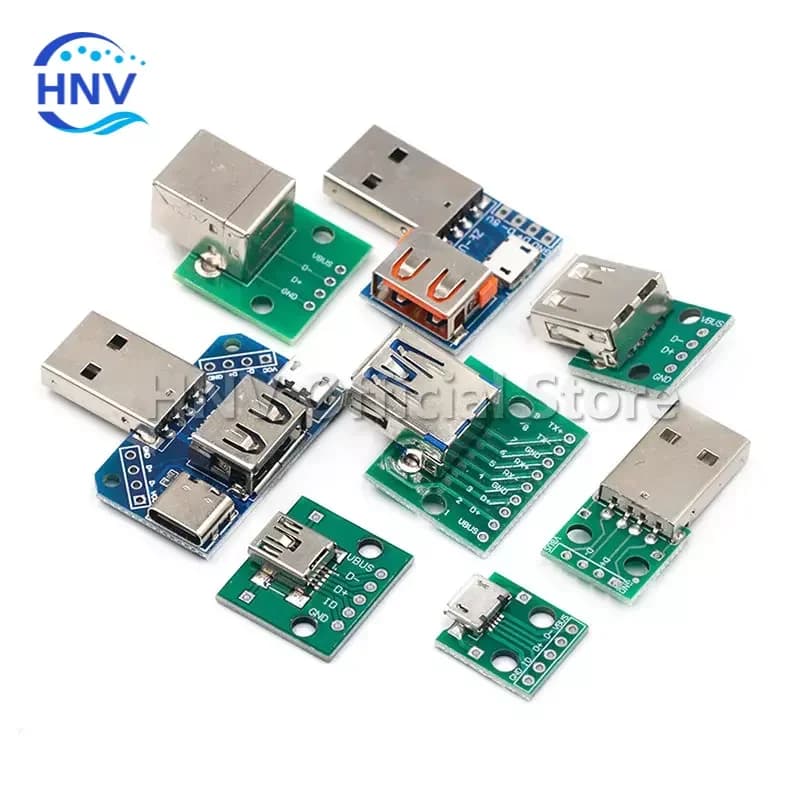 USB Male Connector / MINI MICRO USB to DIP Adapter female connector 2.54 Connector B Type-C USB2.0 3.0 Female PCB Converter