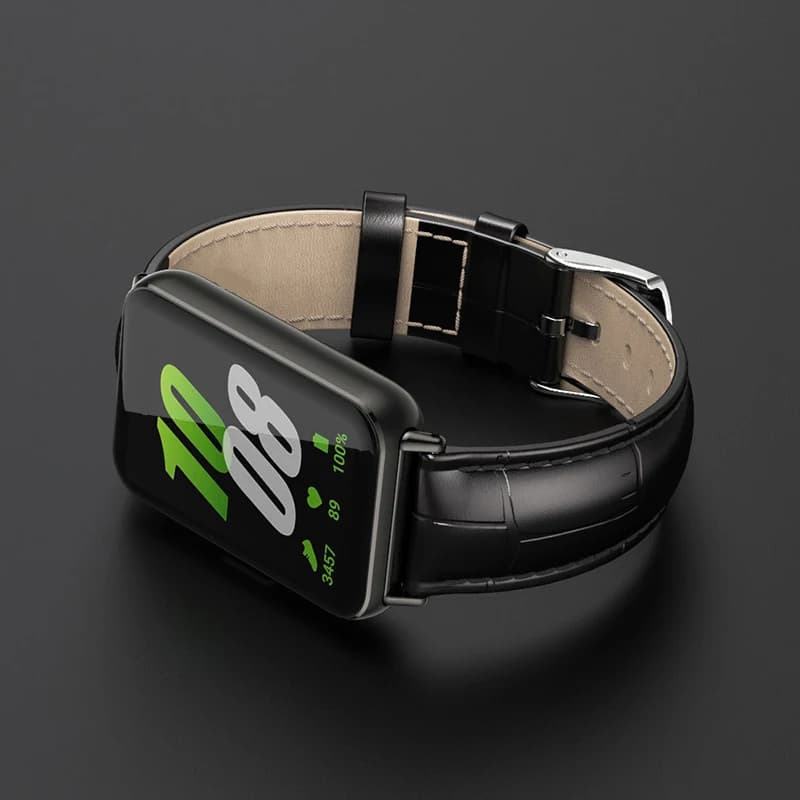 UTHAI Suitable for Samsung Galaxy Fit 3 Smartwatch Strap  Bracelet  Wrist Strap  Layer Of Cowhide Double Sided Full Leather S105