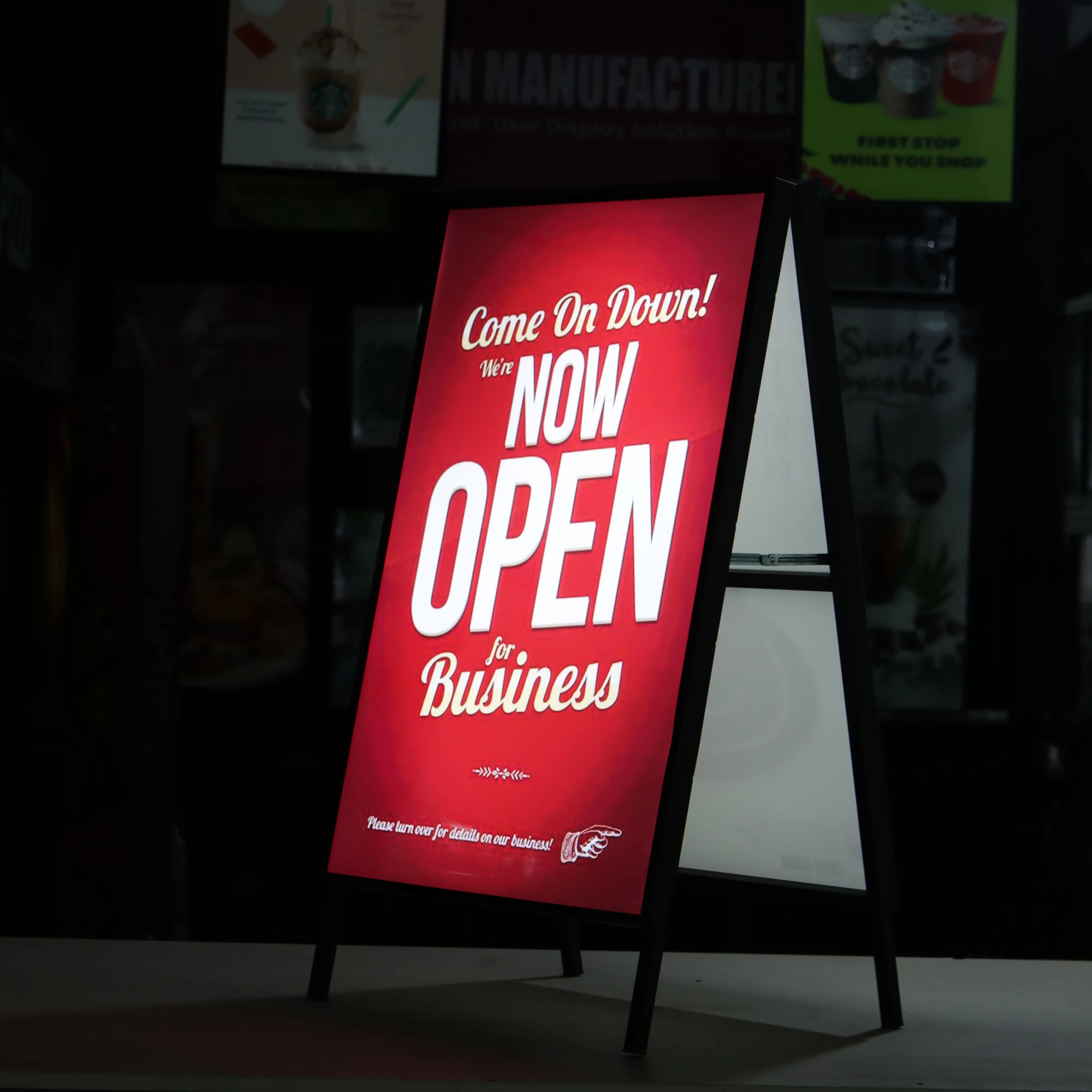 Charging Or Plugging Menu Poster Sign LED Light Box Floor Stand "A" board For Display Holder Coffee shop Bar Single Double Side