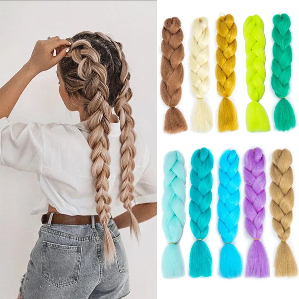 New Colors Synthetic Glowing Hair Twist Braids Ombre Color For white Women Braiding Hair Extensions Jumbo Braids KaneKalon Hair