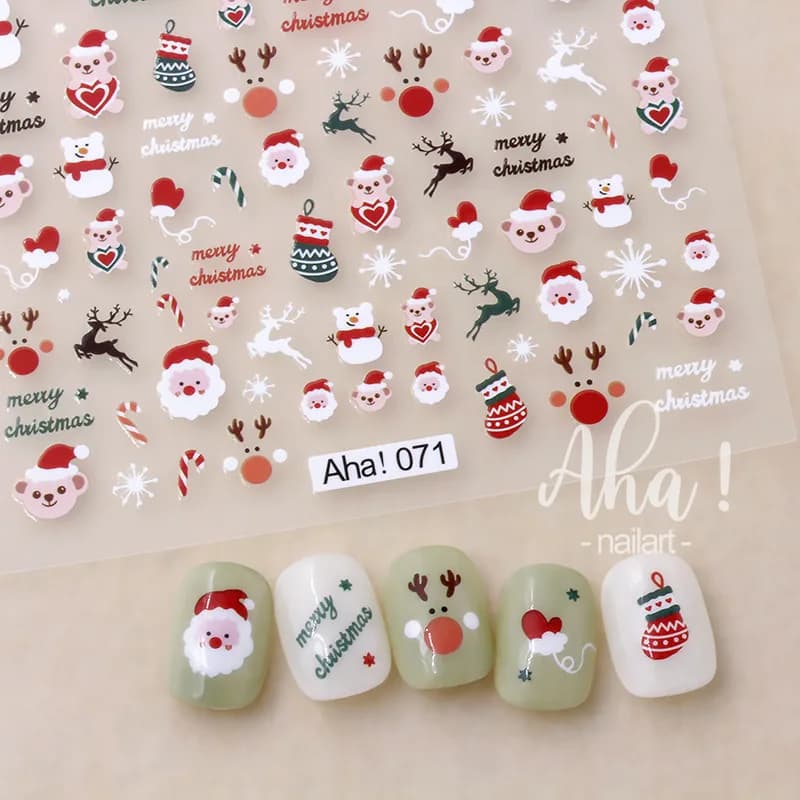1PC Christmas Santa Claus Elk Nail Art Stickers 3D Snowflake New Year Cartoon Nail Decor Decals Xmas Adhesive Manicure Sliders ^