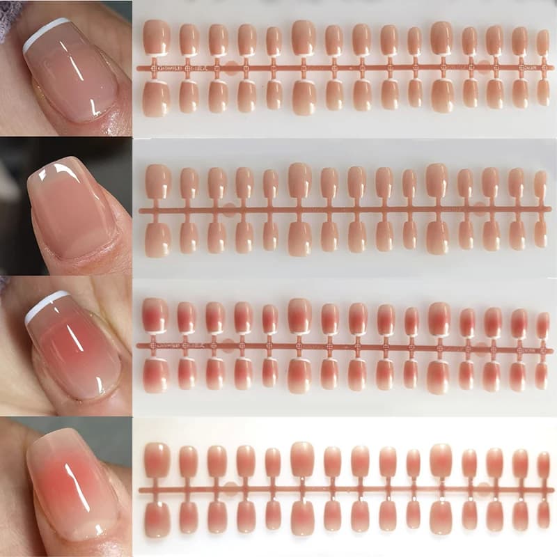 30pcs Gradient Fake Nails French Blush Nude Nail Waterproof Faux Medium Coffin False Nails Fingernails Press On Nails Tips  Mani