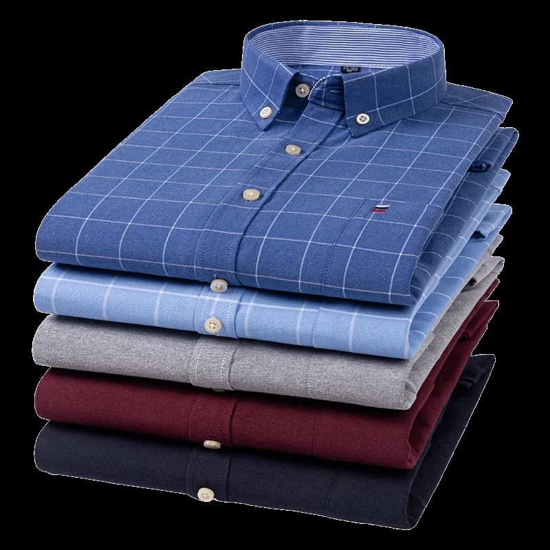 Casual Pure Cotton Oxford Mens Shirts Long Sleeve Plain Soild Regular Fit Fashion Button Man Dress Shirts