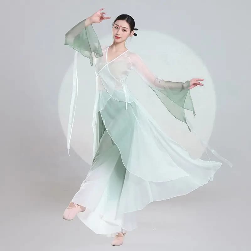 Classical Dance Costumes Chinese Style Elegant And Graceful Women's Gauze Dance Clothing And Practice Hanfu Dance,