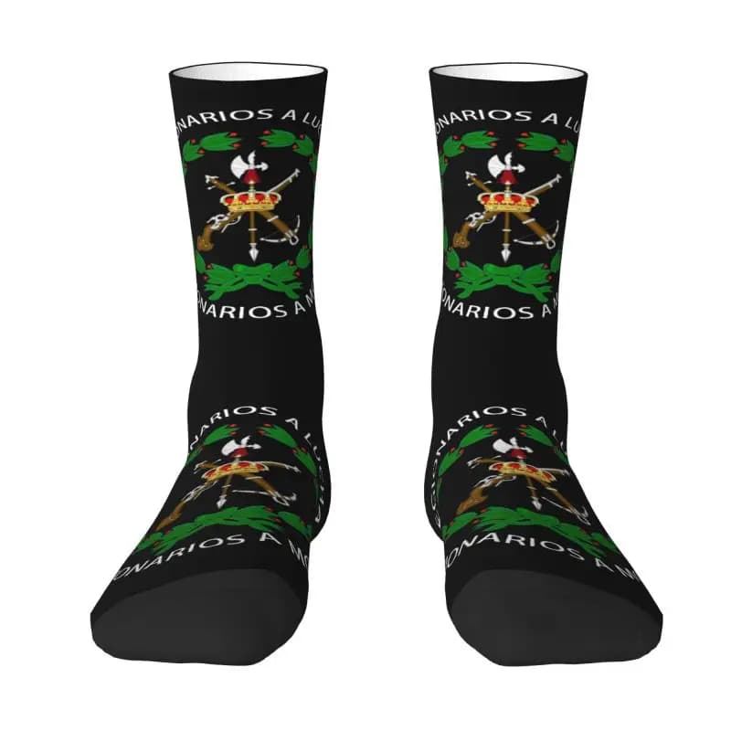 Spanish Legion Mens Crew Socks Unisex Fun 3D Printed Spain Coat of Arms Dress Socks
