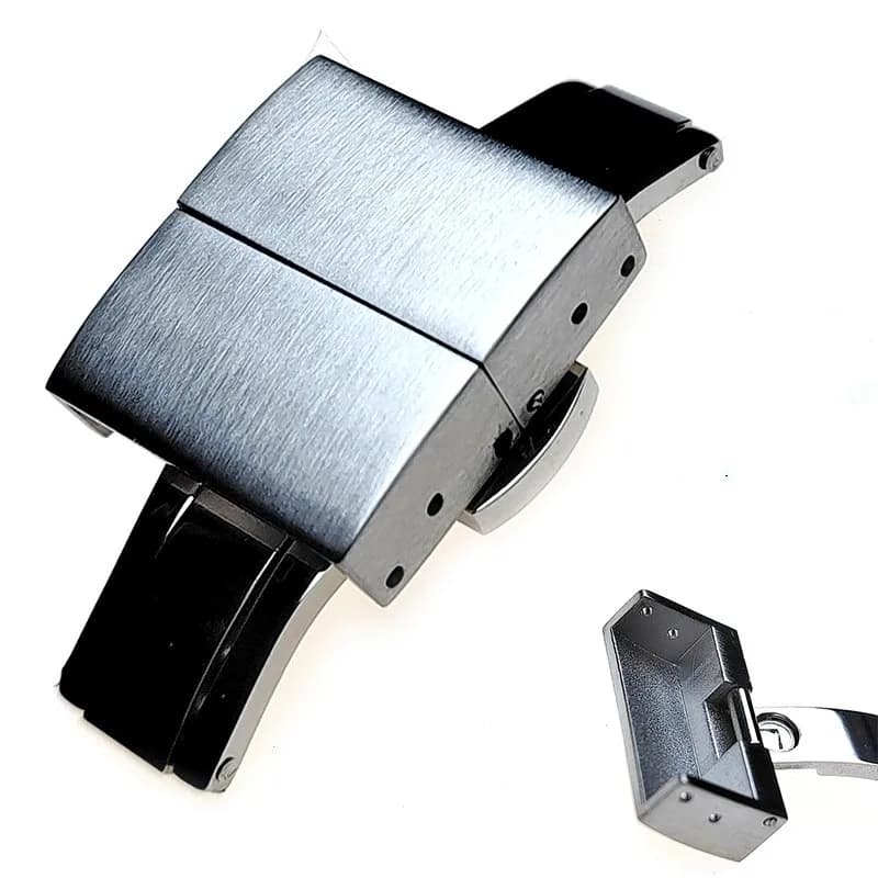 16mm 18mm 20mm 22mm Stainless Steel Butterfly Watch Buckle Double Press Fold Watch Clasp Replacement for Silcone Watch Strap