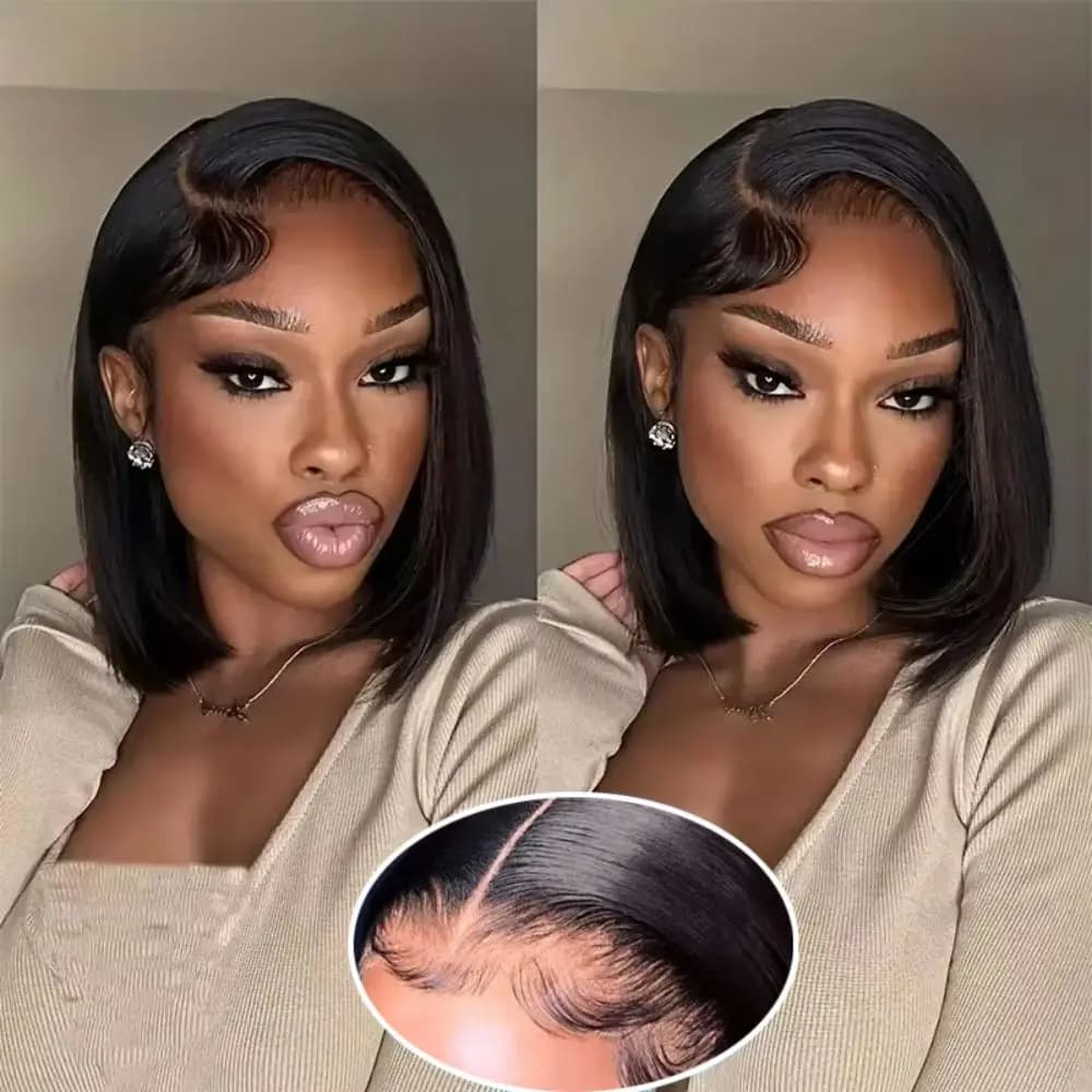 Bone Straight 13x4 13x6 Bob Wigs Natural Color Human Hair 200% Density 4x4 HD Lace Frontal Wig 8-16 Inch Brazilian Hair Wigs