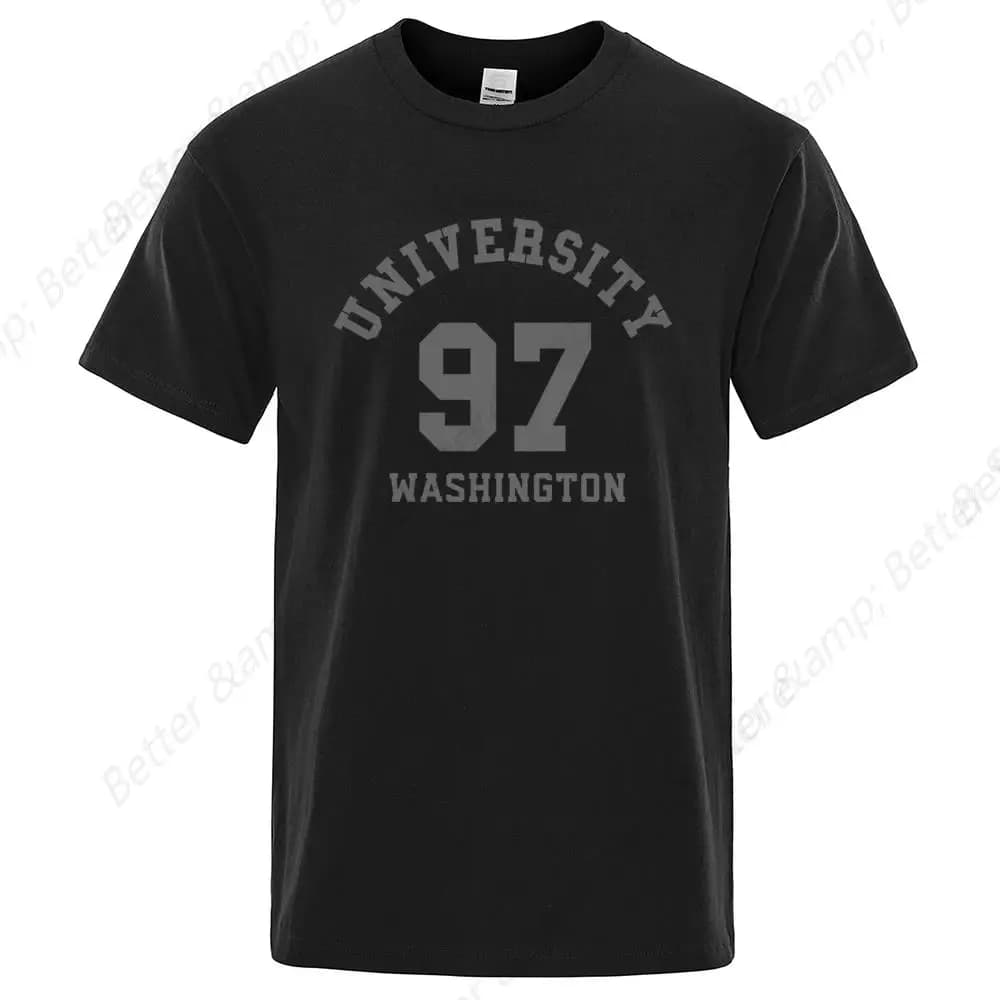 University 97 Washington Hip Hop Letter Goth Clothes Men Loose Oversize T-Shirts Summer Tshirts Cotton T-Shirt Loose Tops