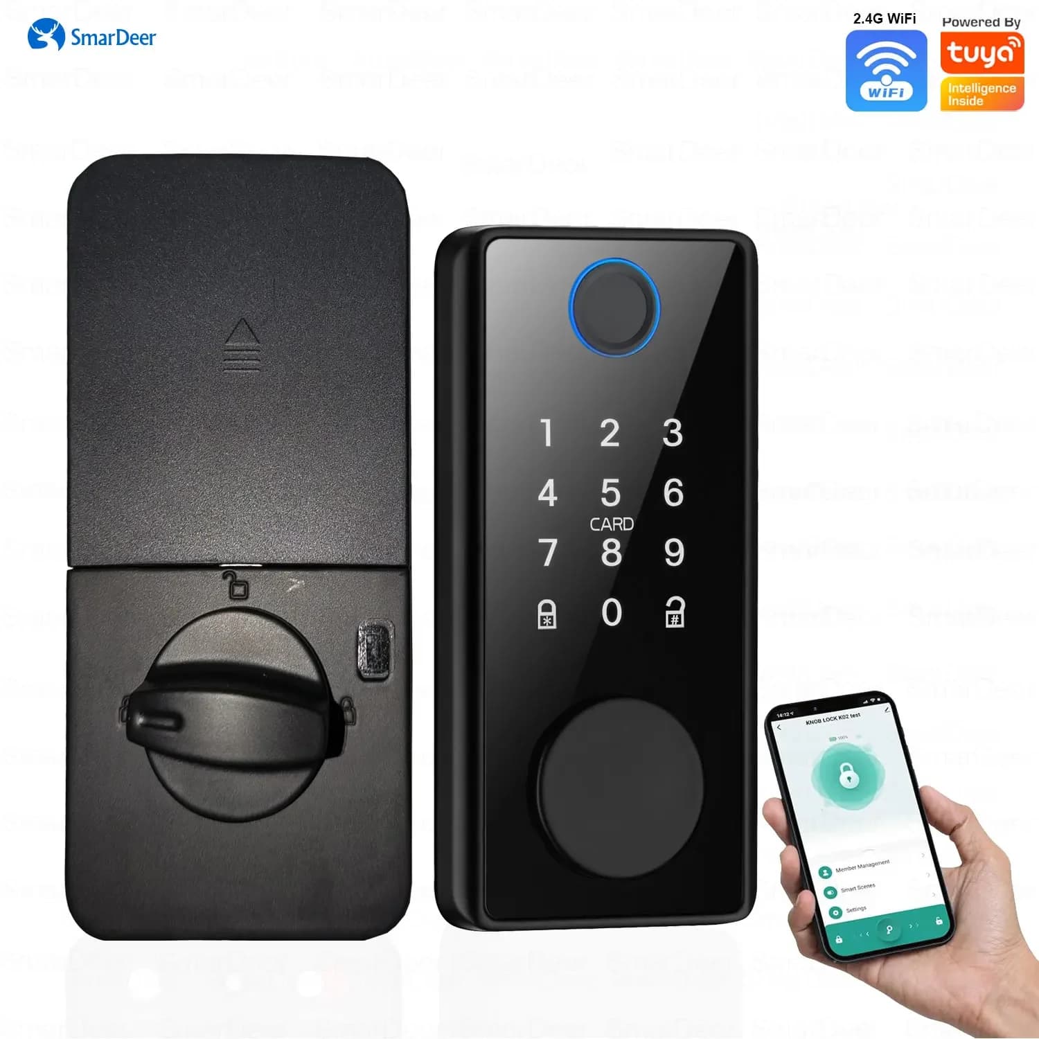 SmarDeer Electronic Door Lock Tuya Bluetooth Lock with Deadbolt Fingerprint Lock Keyless Entry