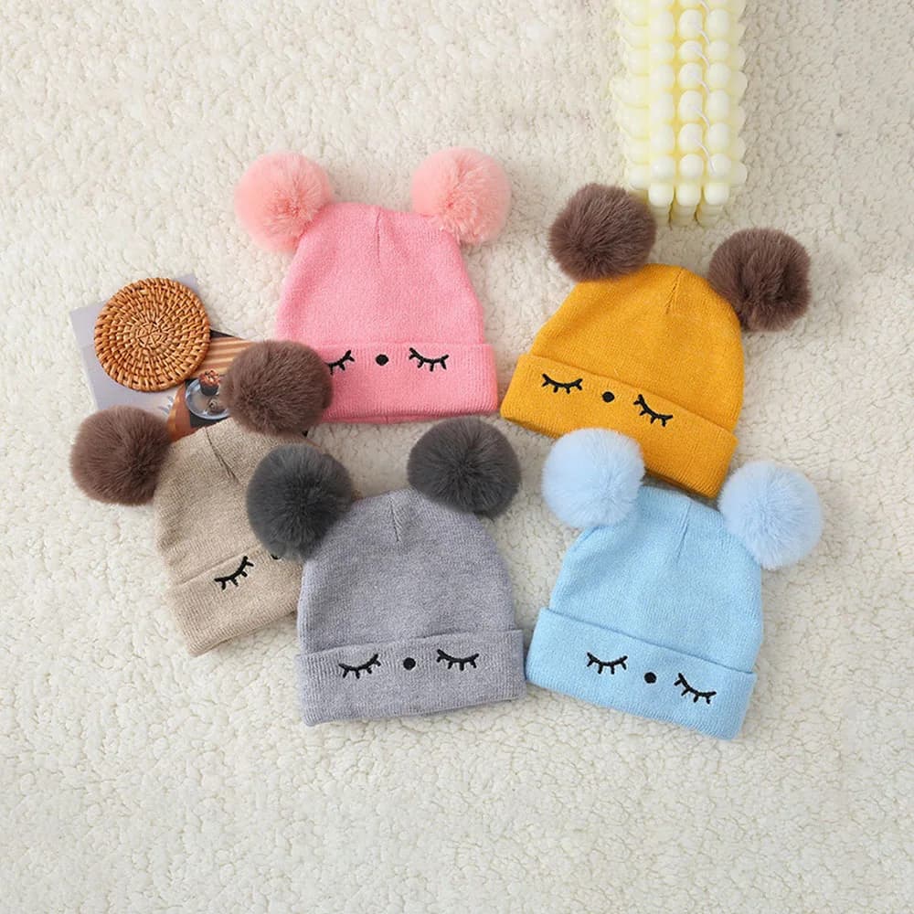 Children's Caps Cute Toddler Knitted Crochet Beanie Boys Girls Winter Warm Hats For Kids 0-3 Years