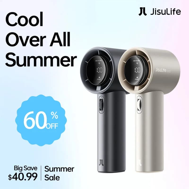JISULIFE Portable Hand Fan , 100 Wind Speeds, Mini Bladeless Handheld Fan, USB Rechargeable Personal Fans, Electric Eyelash Fan