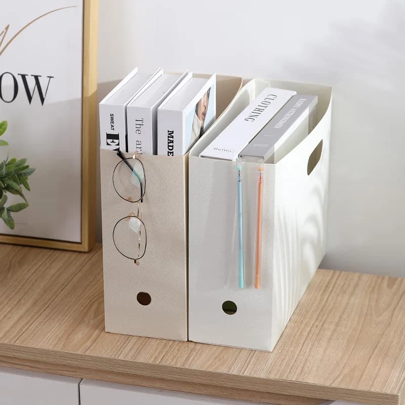 JESJELIU Document File Storage Box Folding Desktop Organizer Multi-functional Books Plastic Sorting Storage Rack Office Supplies