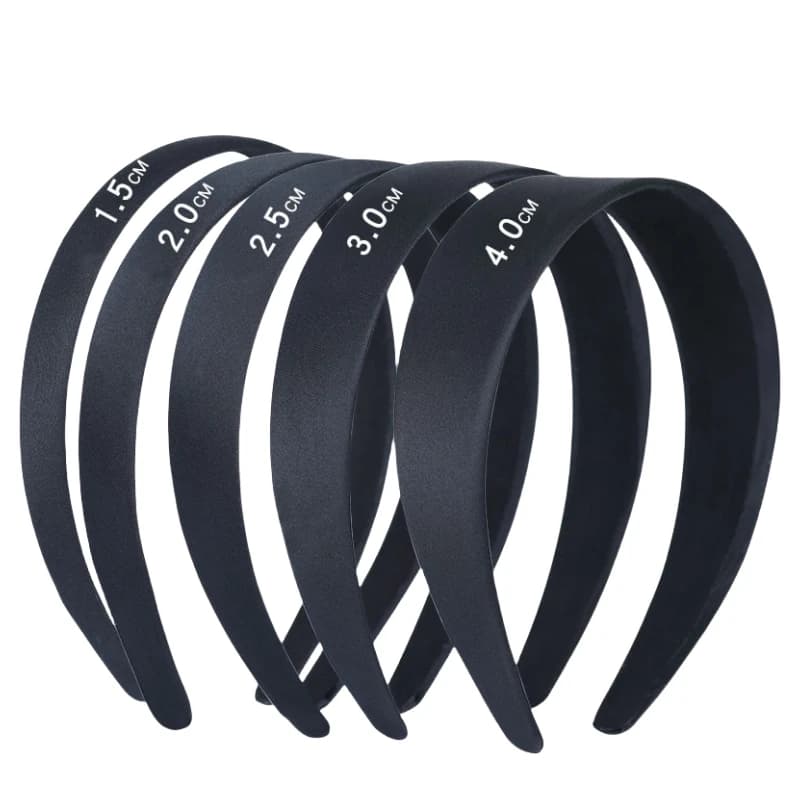 2pcs 15/20/25/30/40mm Black Simple Headband Jewelry DIY Satin Cloth Headband Semi-Finished Handmade Material Hair Accessories