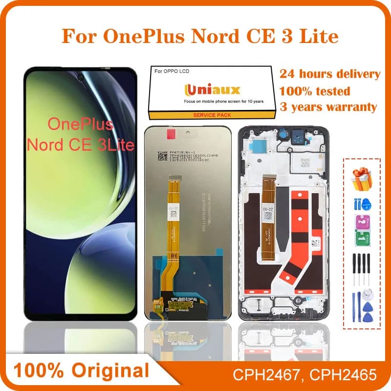 6.72" original For OnePlus Nord CE 3 Lite CPH2467 CPH2465 Display Touch Screen With Frame For 1+ Nord CE 3 Lite LCD Replacement