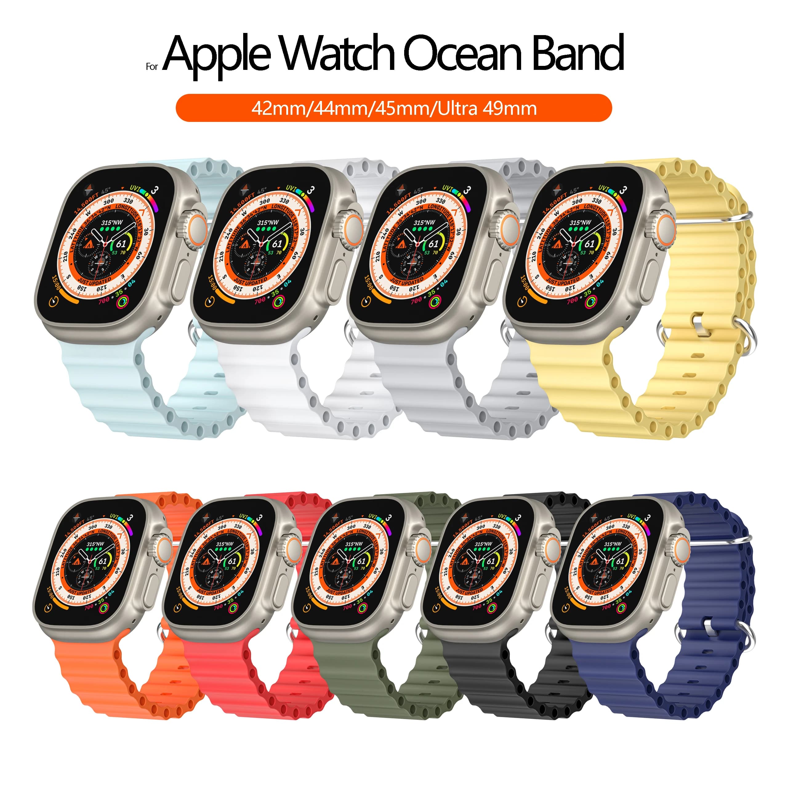 Ocean Strap For Apple Watch Band Series Ultra 9 8 7 6 5 4 3 SE iWatch Bracelet Correa 42/44/45/49mm Replace Band Sports Strap
