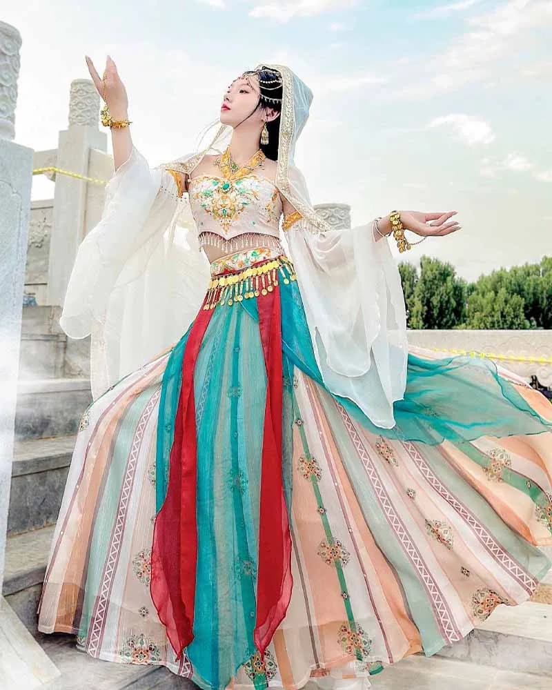 Ancient Chinese Hanfu Dress Women Halloween Princess Loulan Dunhuang Feitian Cosplay Costume Dance Dress Party Outfit Hanfu Sets