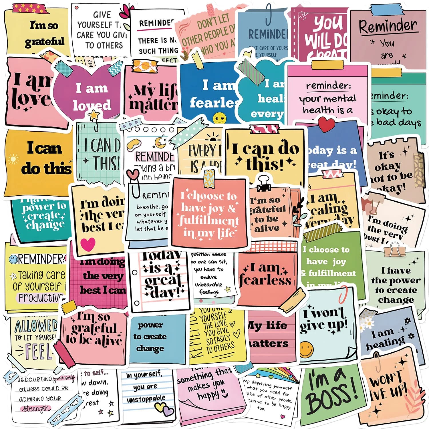 50pcs Self-adhere Motivational labels Cartoon Graffiti Stickers Phone Guitar Laptop Notebook Suitcase Water Bottle Waterproof