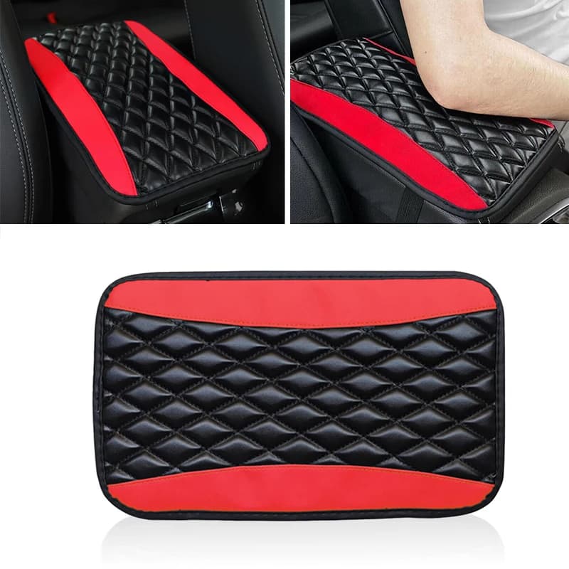 Car Armrest Cover Mat Universal PU Leather Car Interior Central Armrest Box Pad Non Slip Decor Mat Universal Accessories (Black)