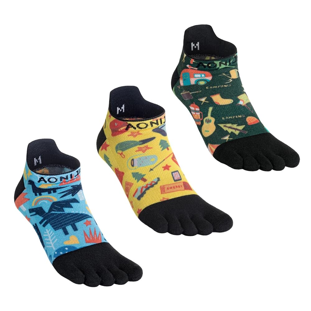 Aonijie 3 Pairs/set Toe Socks Lightweight Breathable Five Fingers Running Socks for Marathon Trail Run Training E4841