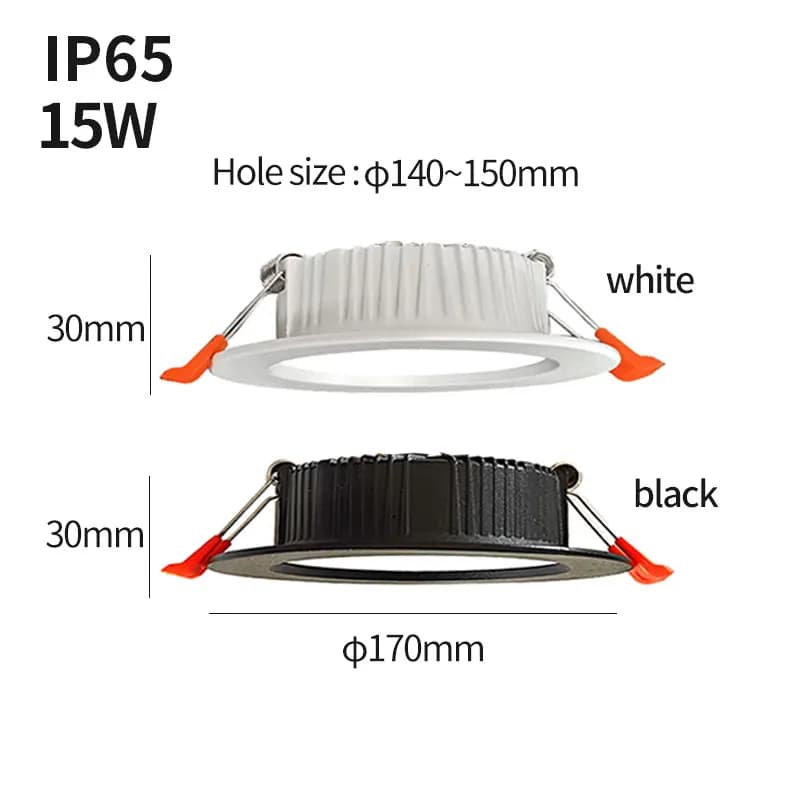 AC110V 220V with driver kit for bathroom kitchen balcony outdoor door dedicWaterproof downlight LED outdoor lighting IP65 15W