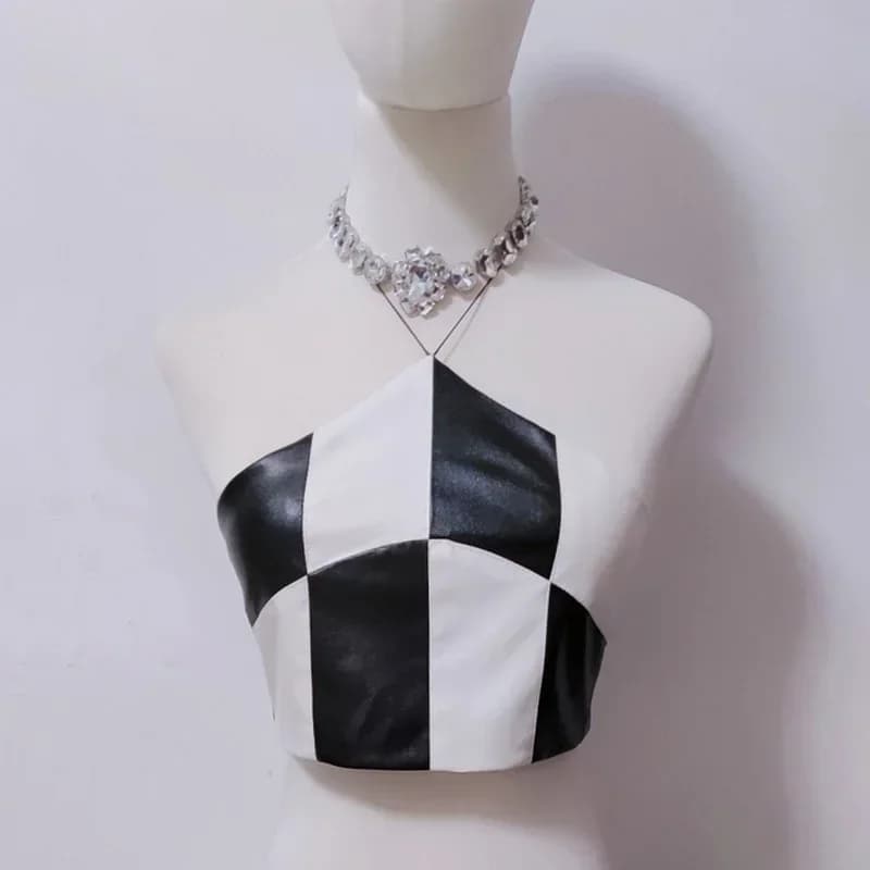 Nayeon Kpop Idol Clothes Women Pu Leather Vest Jazz Dancer Outfit Music Festival Clothing Stage Costume Concert Outfits JL4607