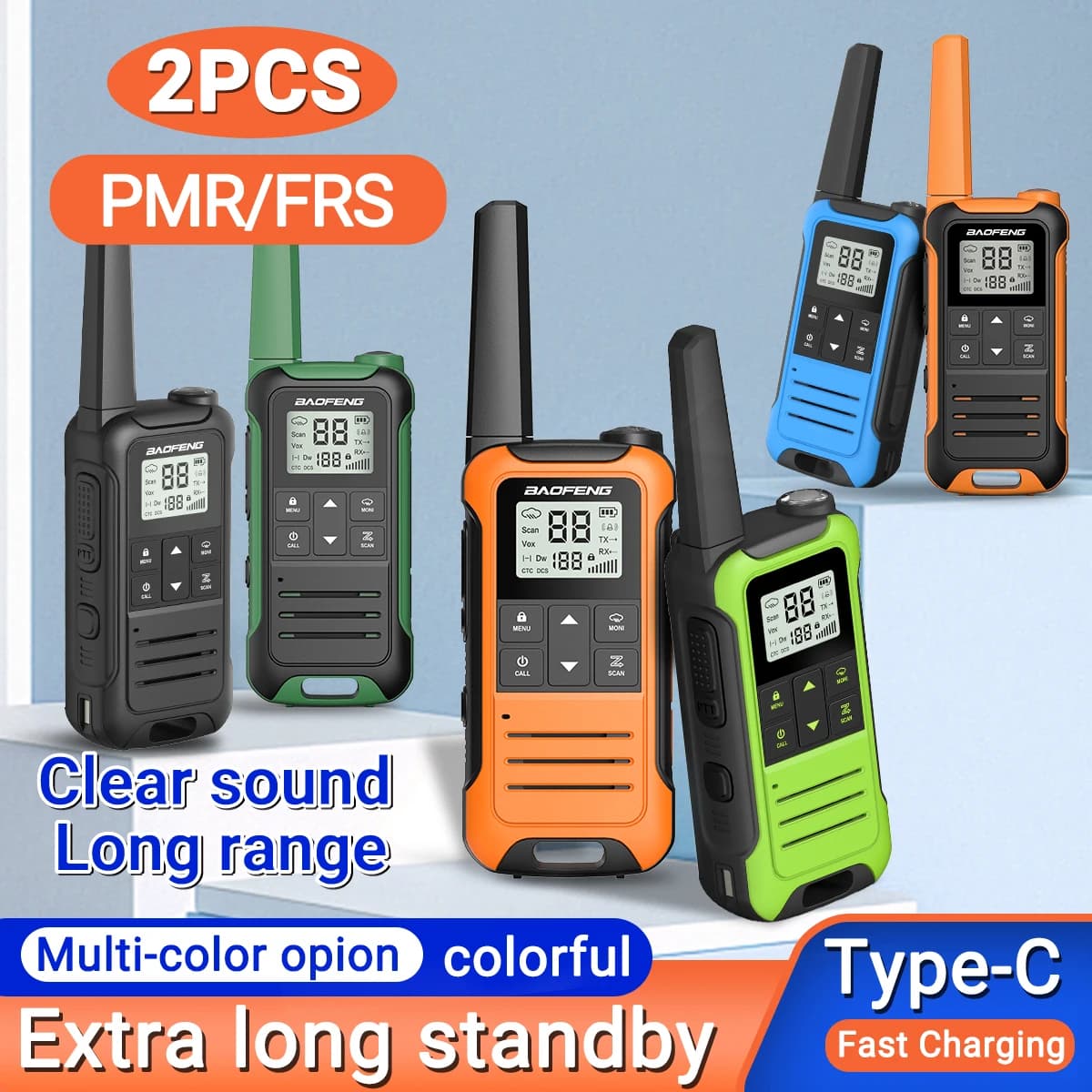 2pcs Baofeng F22 Mini Walkie Talkie PMR FRS Communication Radio Profesional Walkie Talkies Ham Radio Transceiver For Restaurants
