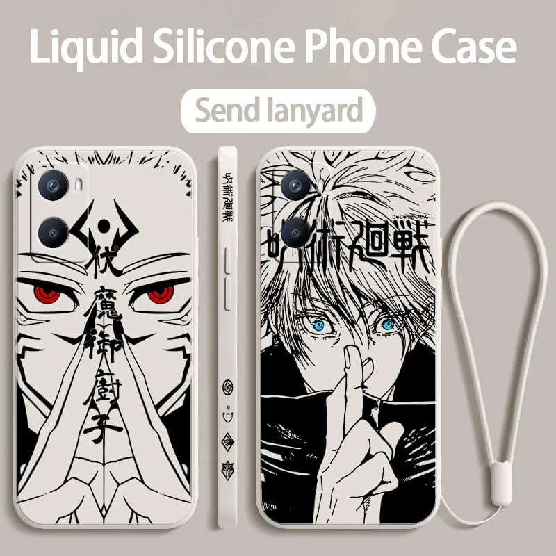 Jujutsu Kaisen Anime CUTE For OPPO A96 A94 A76 A74 A73 A57 A55 A54 A52 A53 A38 A31 A16 A9 A5 Liquid Left Rope Phone Case