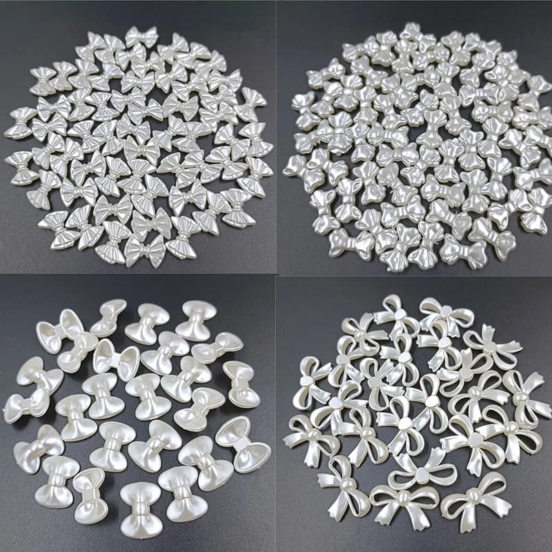20pcs/bag Acrylic Ribbon Bow ABS Imitation Pearl Bead With Hole DIY  Necklace Bracelet Earrings Jewelry Making Material