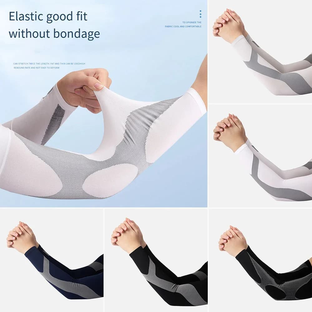 1 Pair Ice Silk Cycling Sleeve Arm Covers Arm Sleeves Men Women Sunscreen Sleeves Sun Protection Cuffs Outdoor Sports Cool Muff