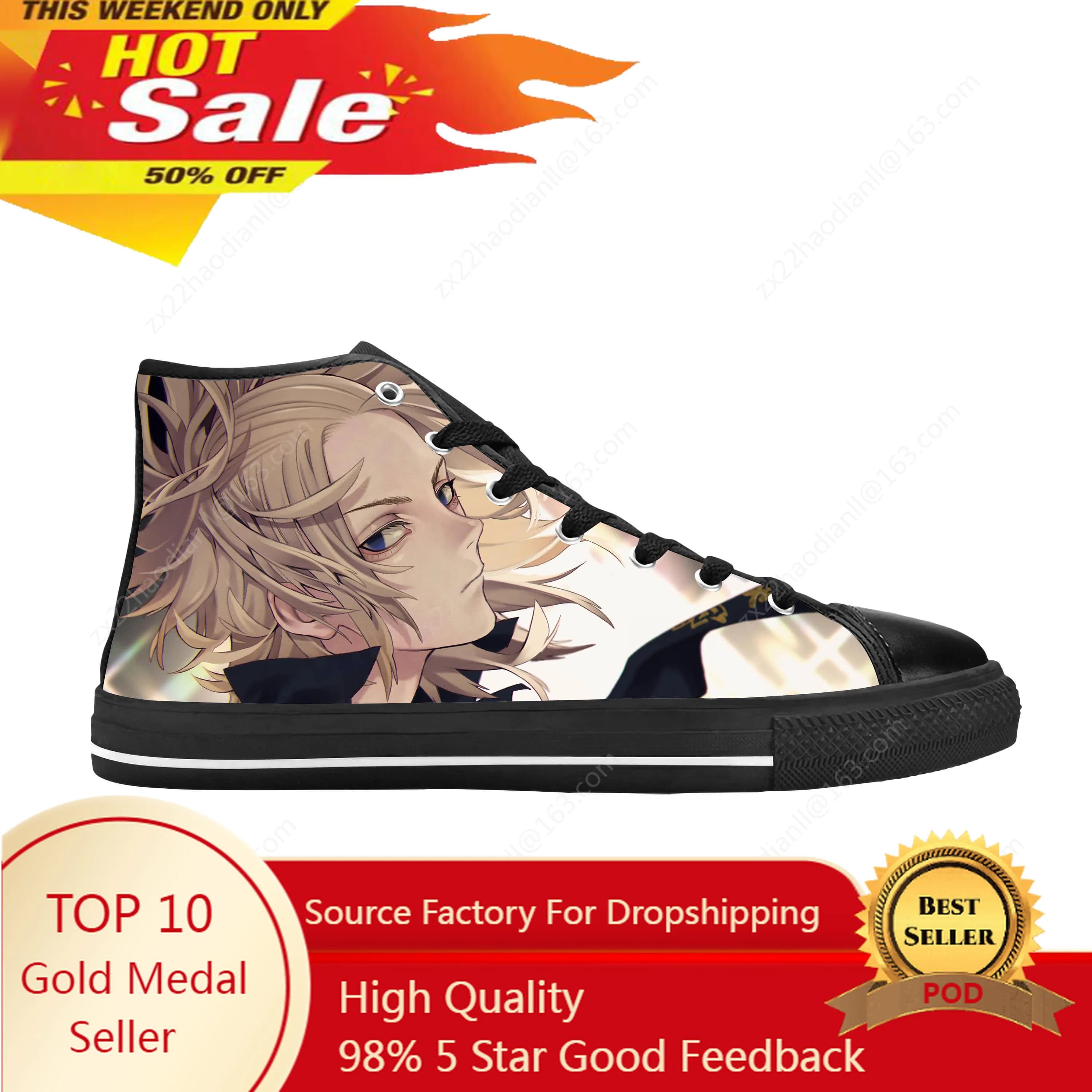 Japanese Anime Tokyo Revengers Sano Manjiro Mikey Casual Cloth Shoes High Top Comfortable Breathable 3D Print Men Women Sneakers